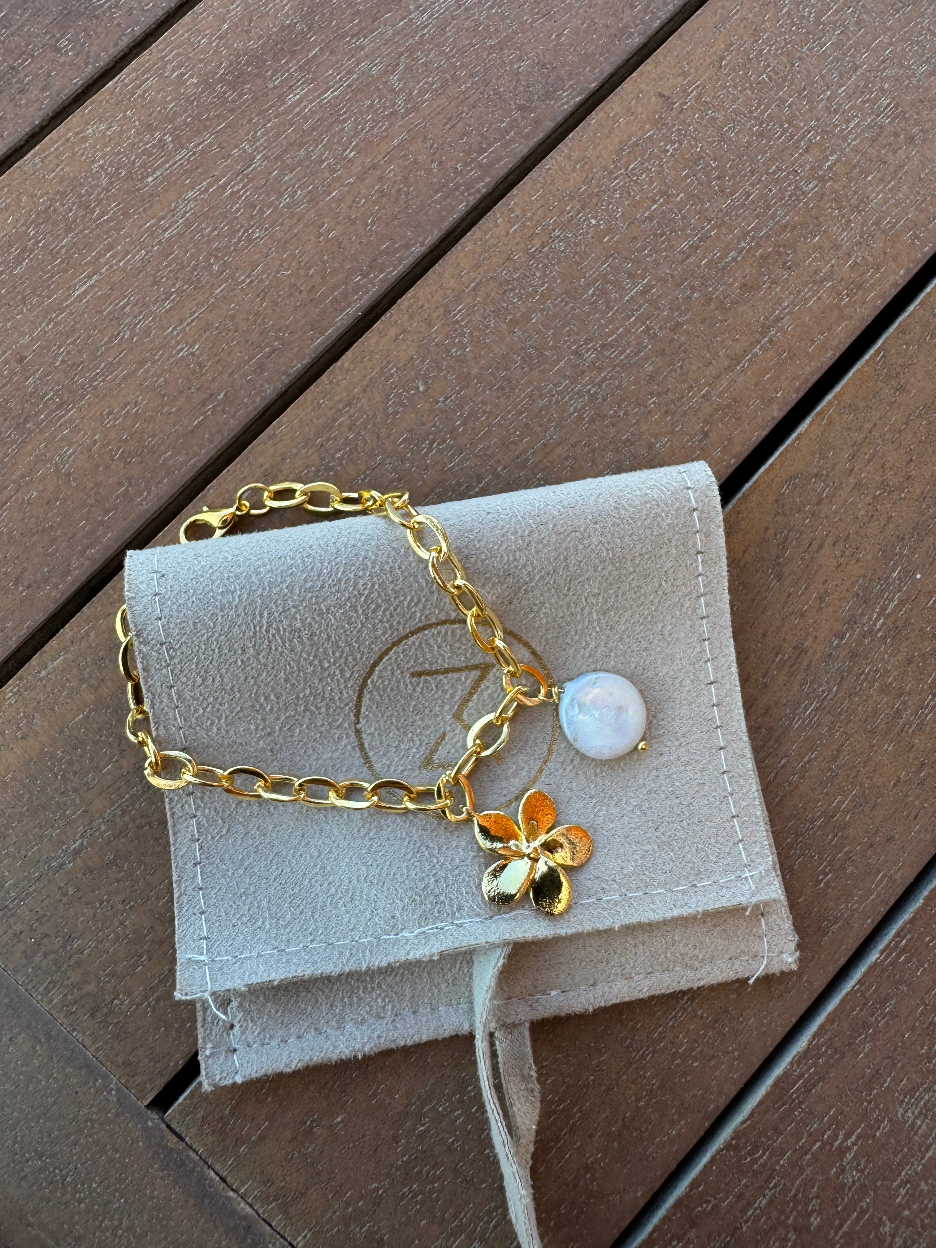 Jasmine & Pearl Charm Bracelet